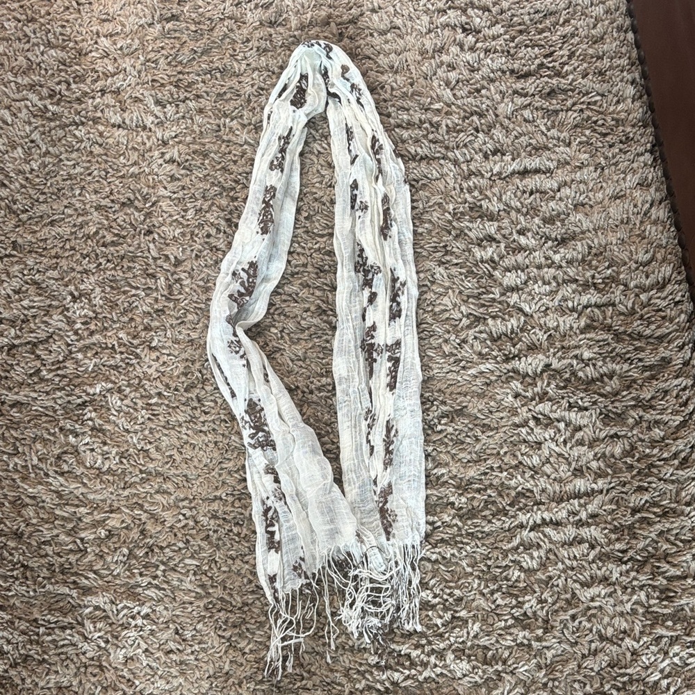 Stetson White and Brown Scarf